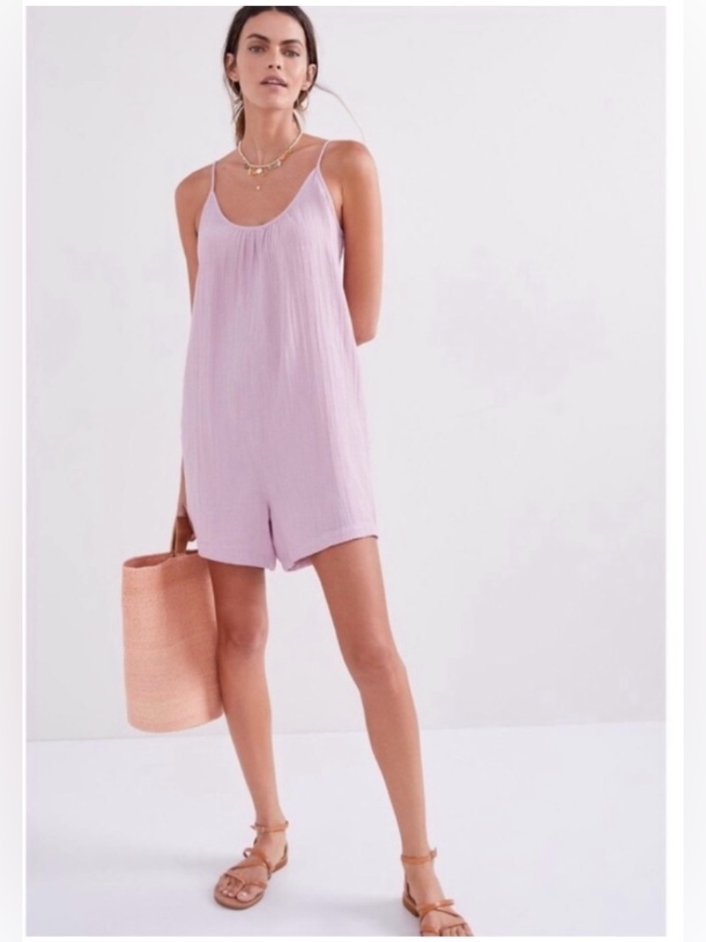 Anthropologie Daily Practice Gauzy Lounge Romper | Size L | Lavender